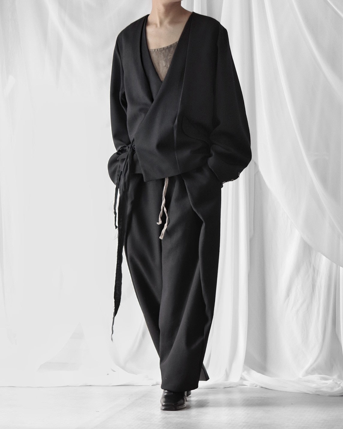 collarless tailored jacket