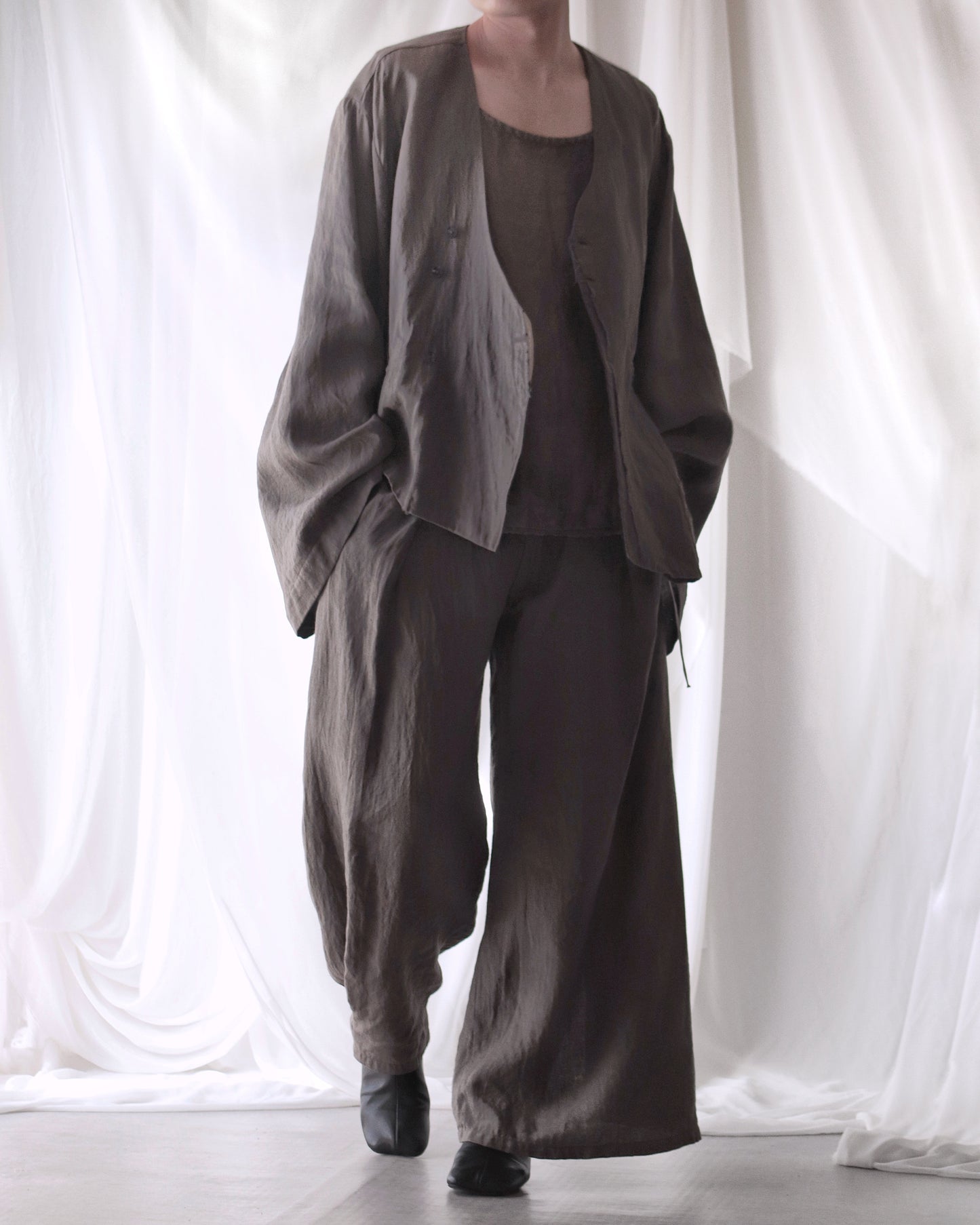 collarless jacket