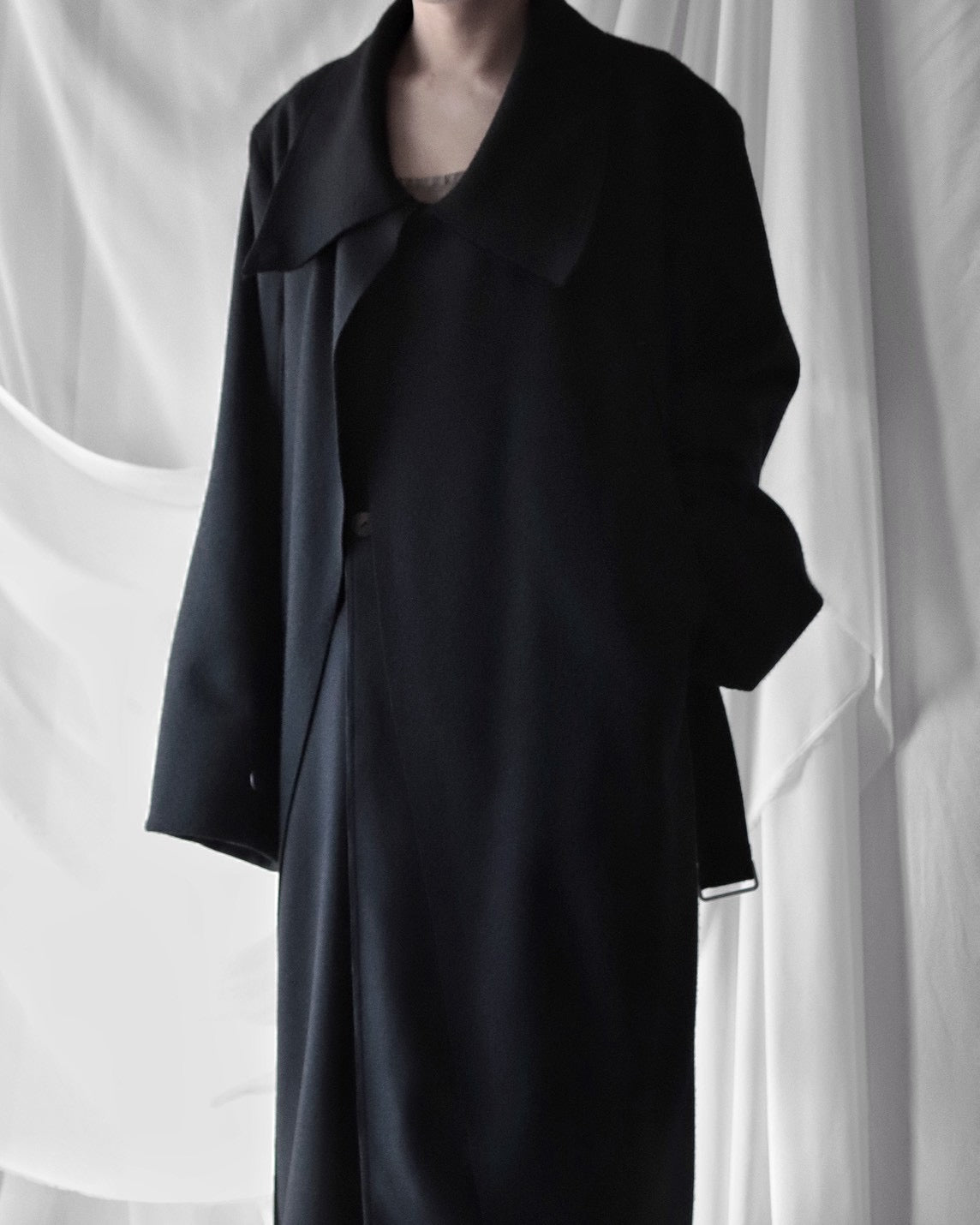 melton&gabardine layered coat