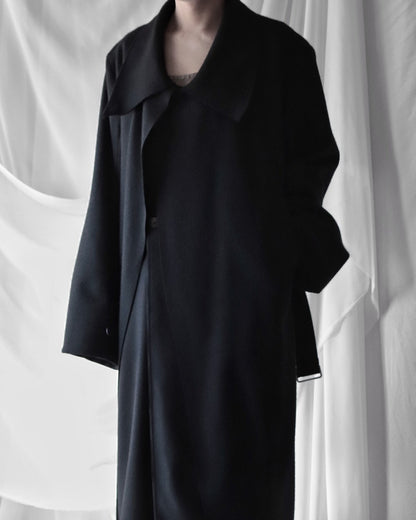 melton&gabardine layered coat