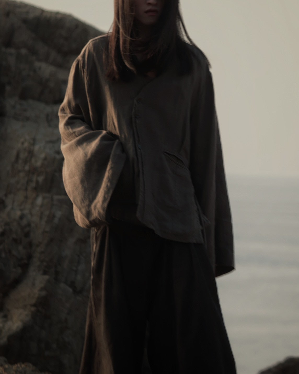 collarless jacket