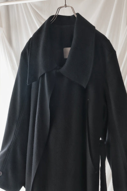 melton&gabardine layered coat