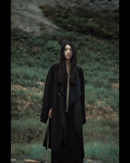 layered frayed coat