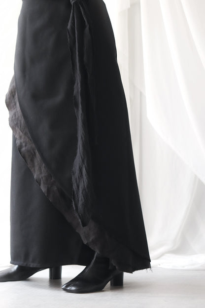 wrapped layered frayed skirt