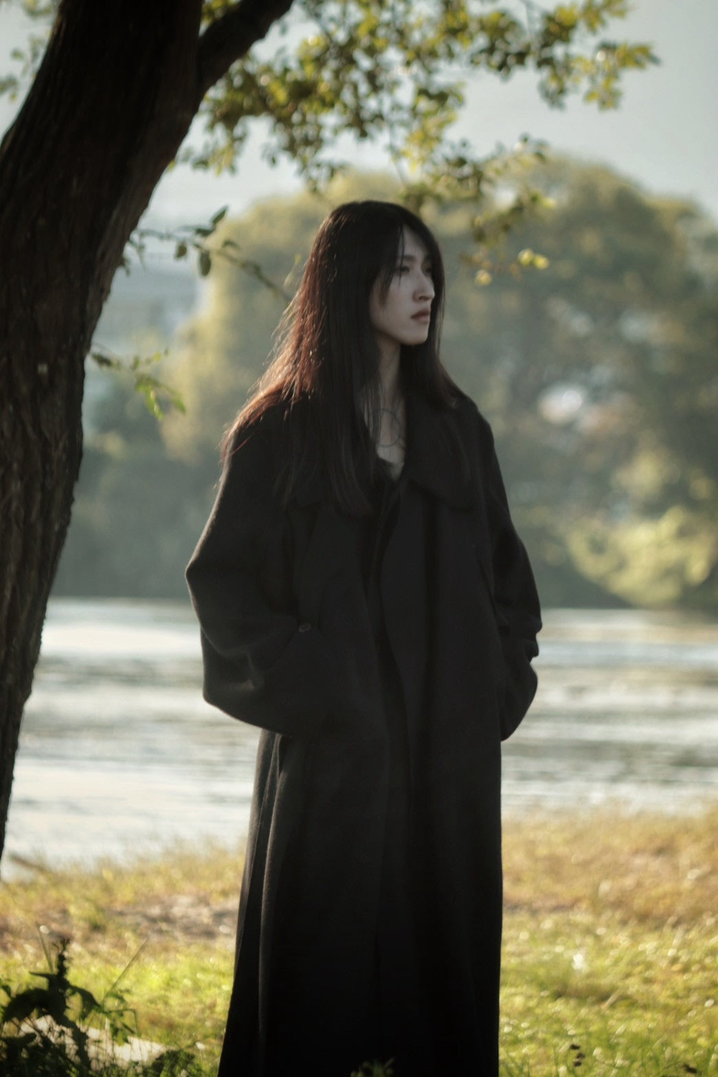 melton&gabardine layered coat