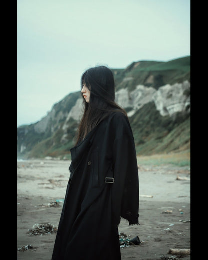 layered frayed coat