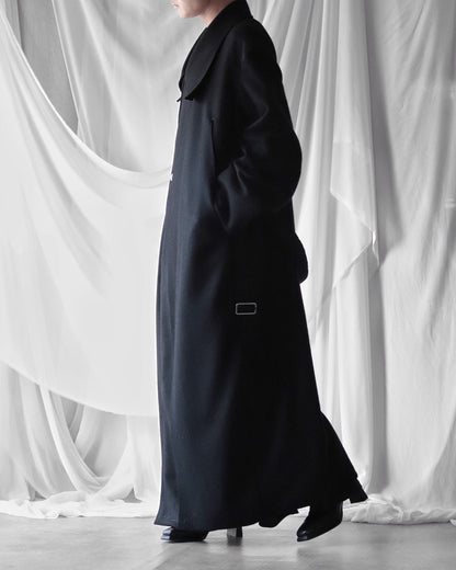 melton&gabardine layered coat
