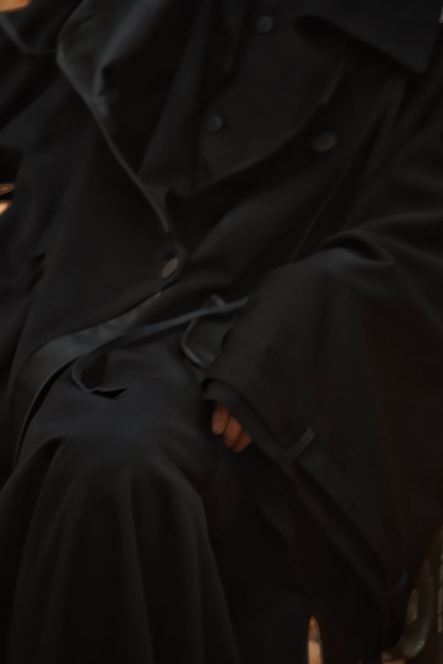 wool × leather layered coat