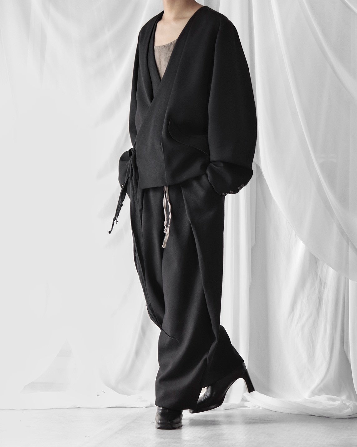 collarless tailored jacket