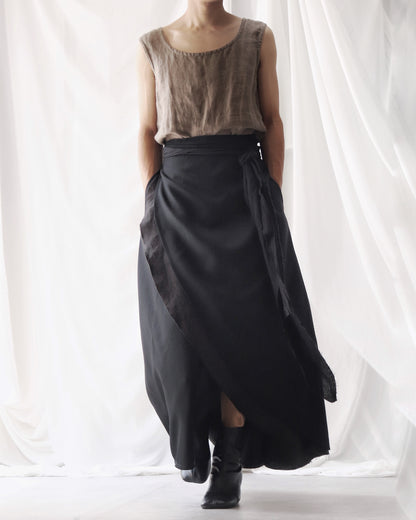 wrapped layered frayed skirt