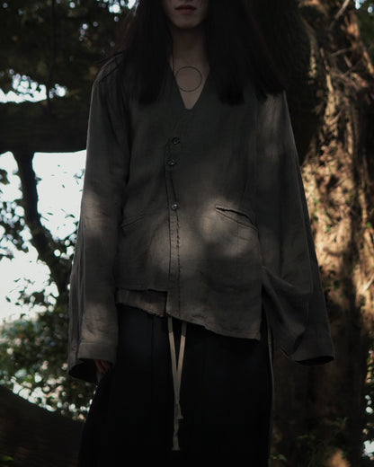 collarless jacket