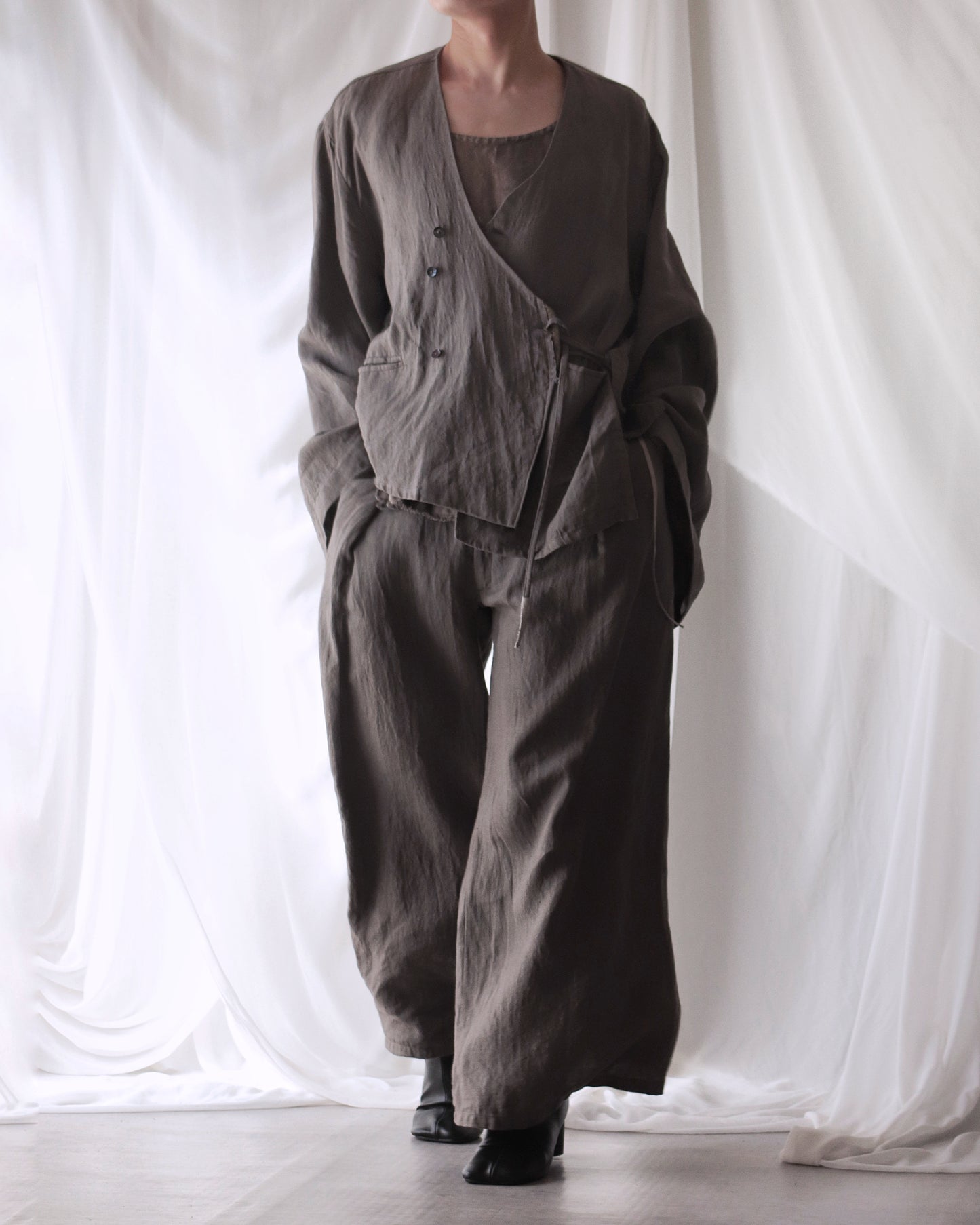 collarless jacket