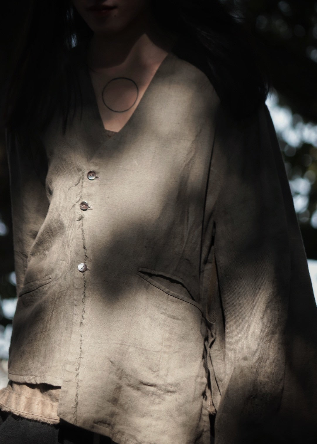 collarless jacket