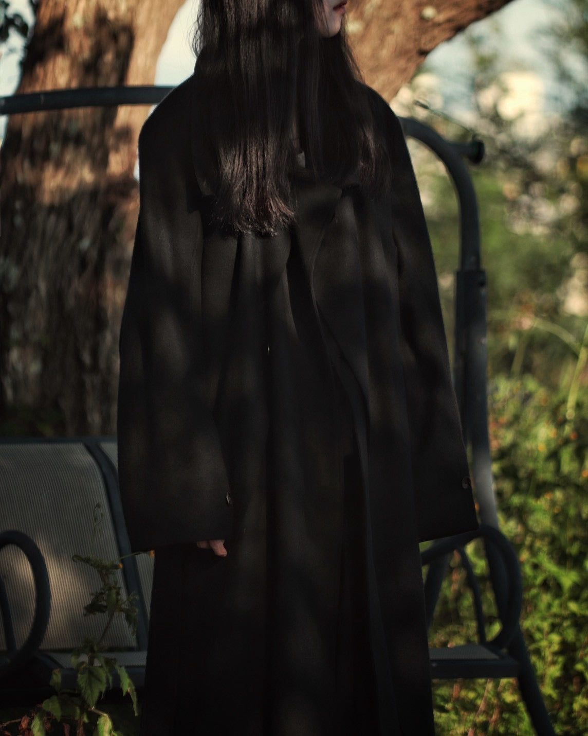 melton&gabardine layered coat