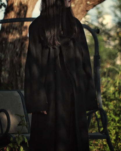 melton&gabardine layered coat
