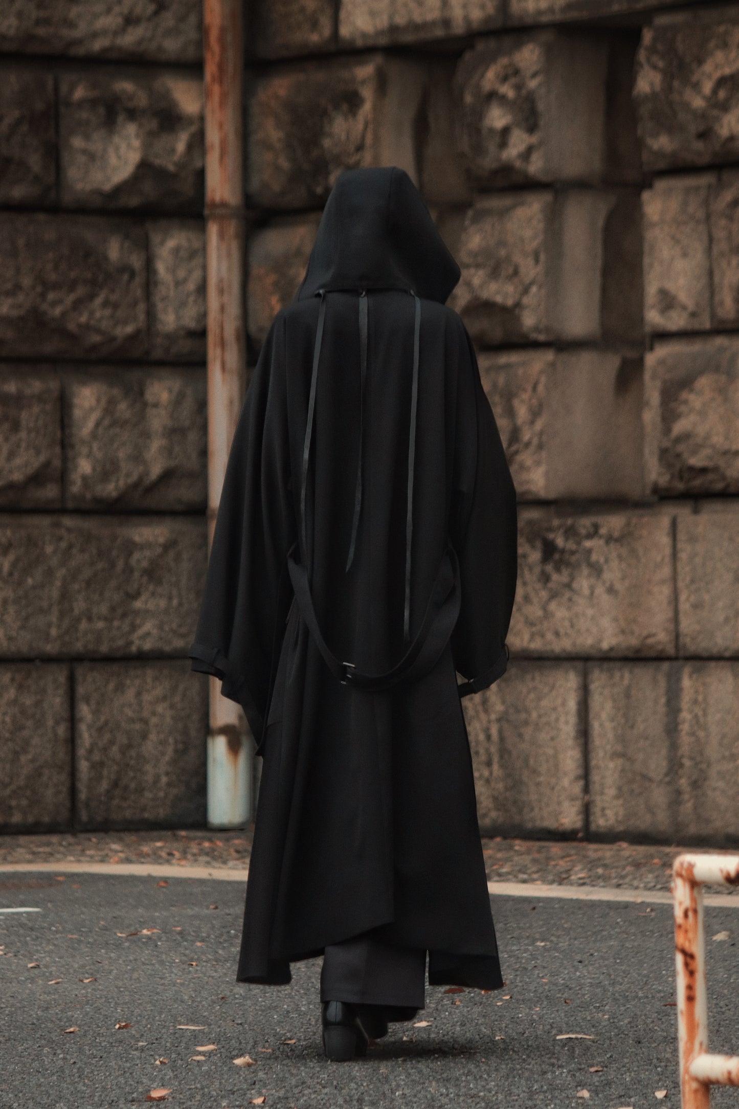 wool × leather layered coat