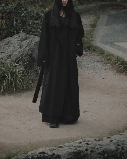melton&gabardine layered coat