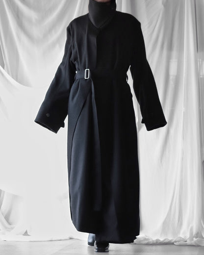 melton&gabardine layered coat