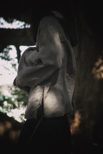 collarless jacket
