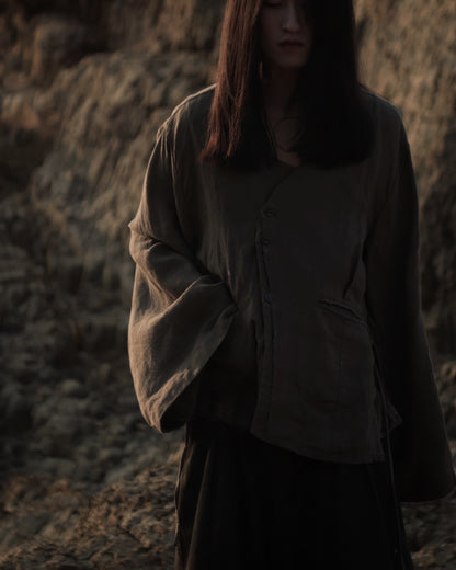 collarless jacket