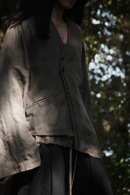 collarless jacket