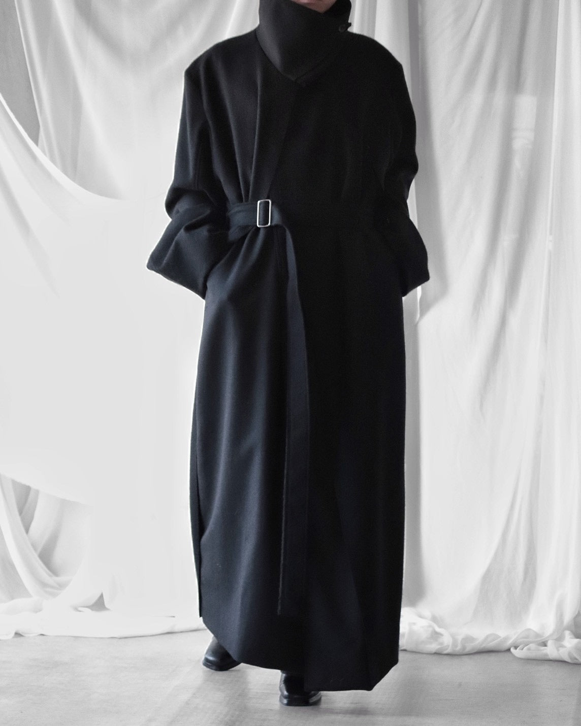melton&gabardine layered coat