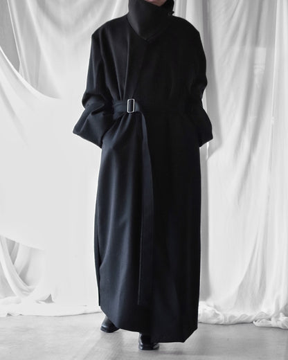 melton&gabardine layered coat