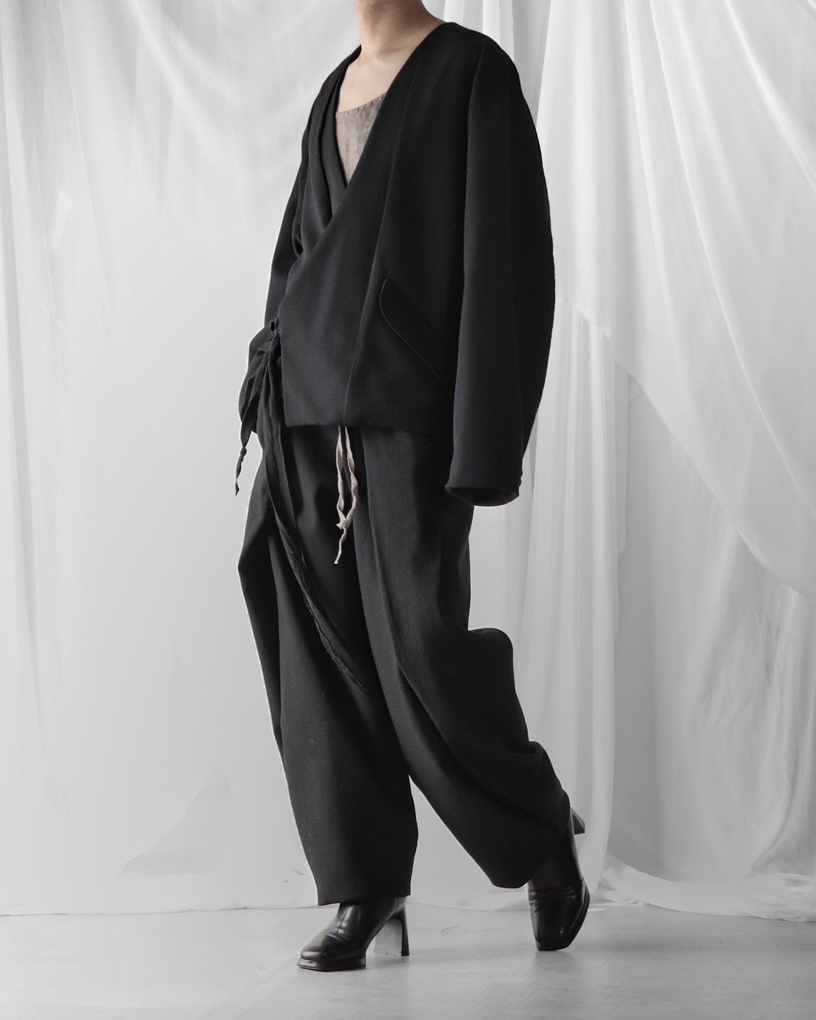 collarless tailored jacket