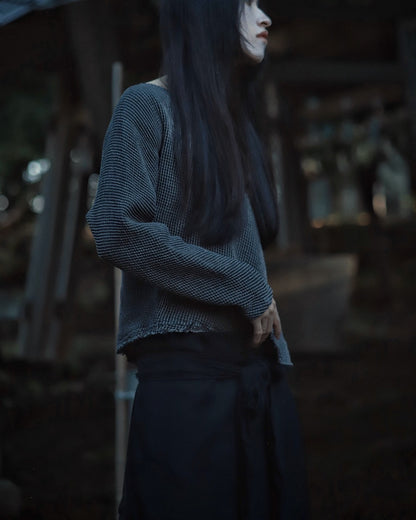 waffle bias pullover