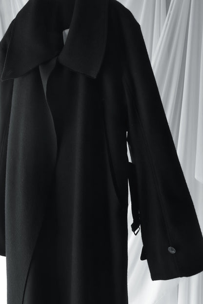 melton&gabardine layered coat