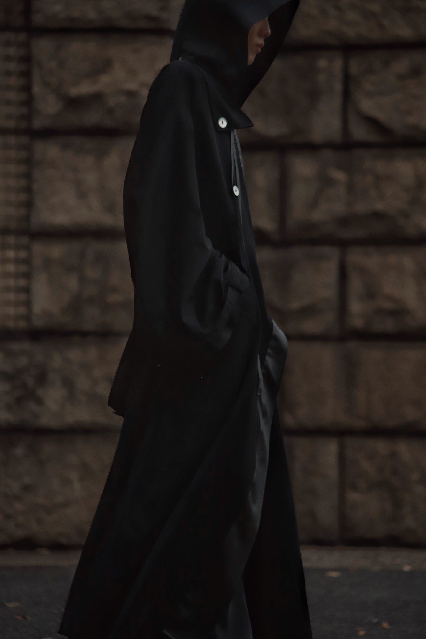 wool × leather layered coat