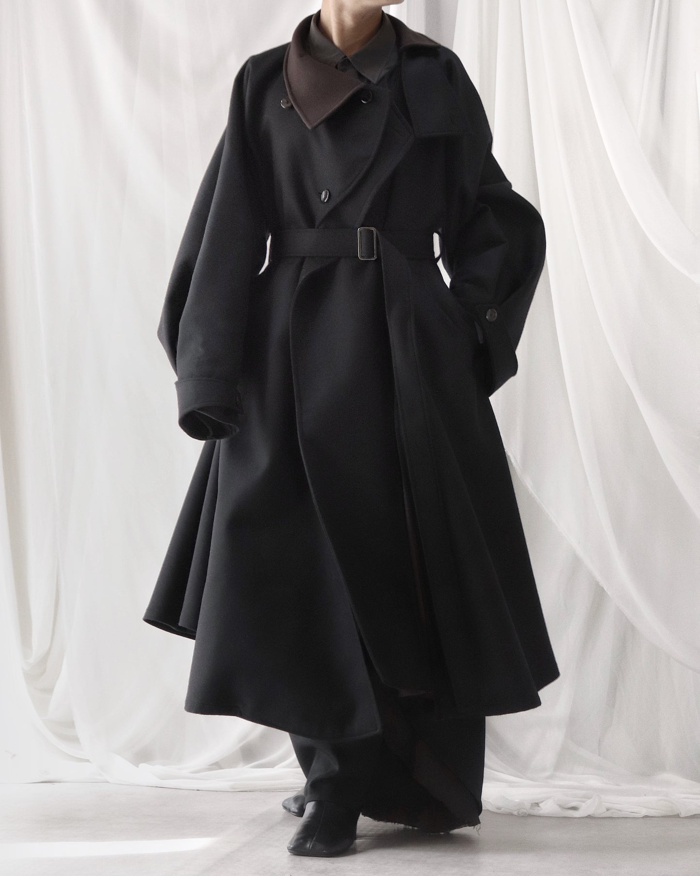 wool melton asymmetry coat