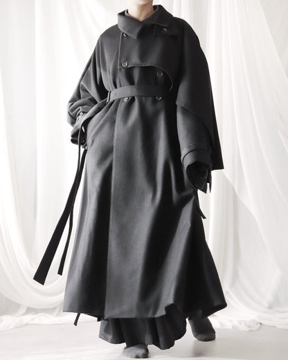 wool layered trench coat