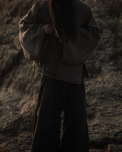 collarless jacket