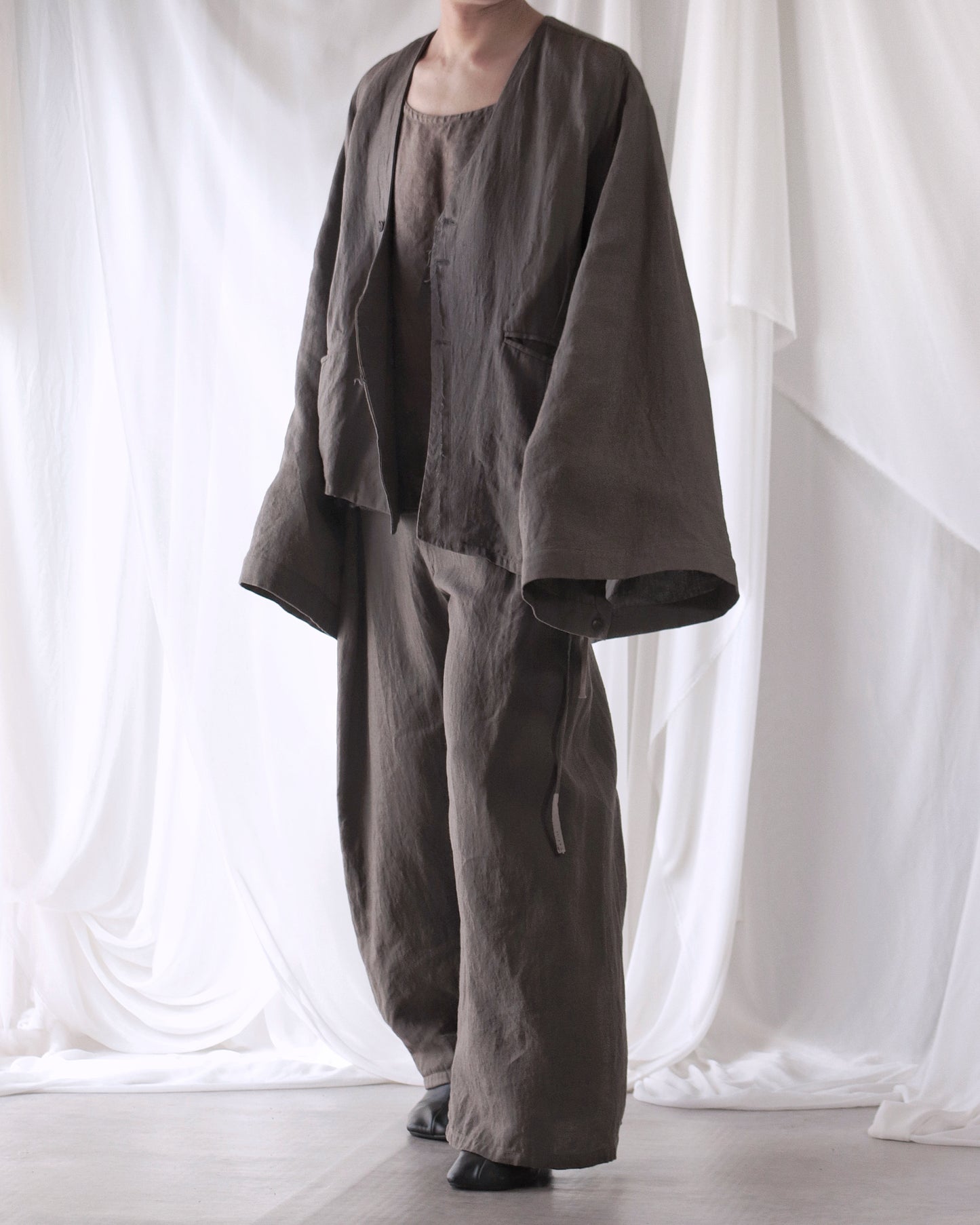 collarless jacket