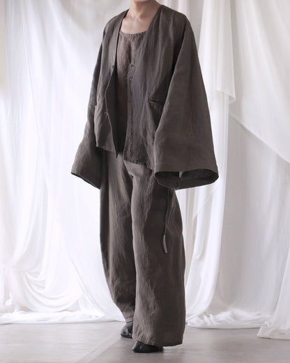 collarless jacket