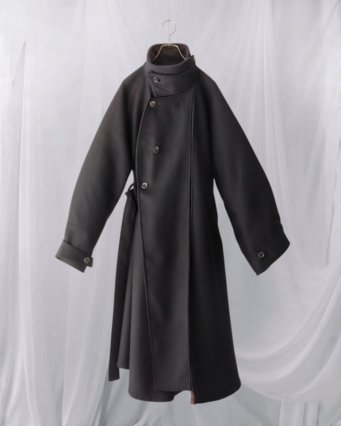 wool melton asymmetry coat