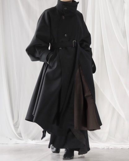 wool melton asymmetry coat