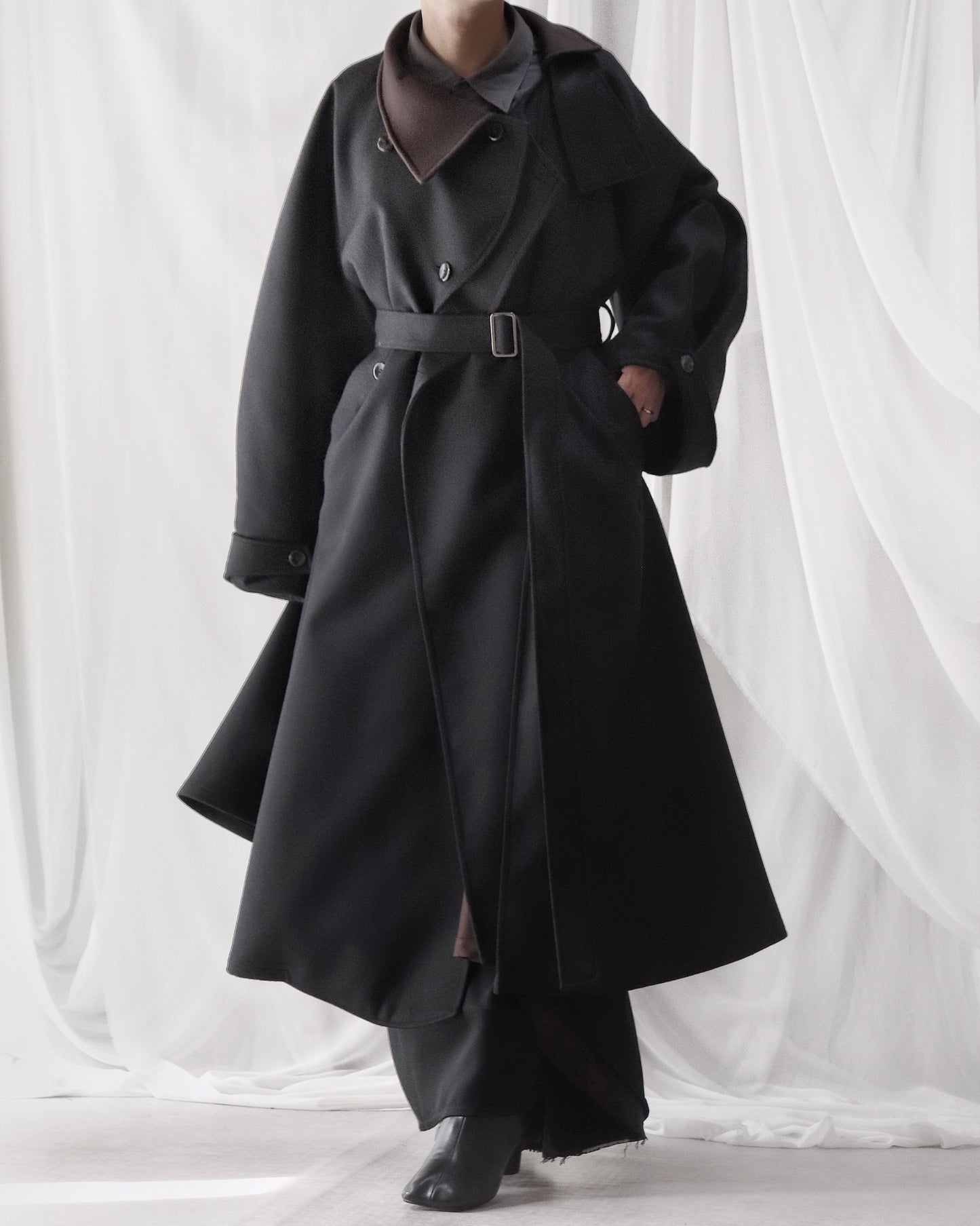 wool melton asymmetry coat