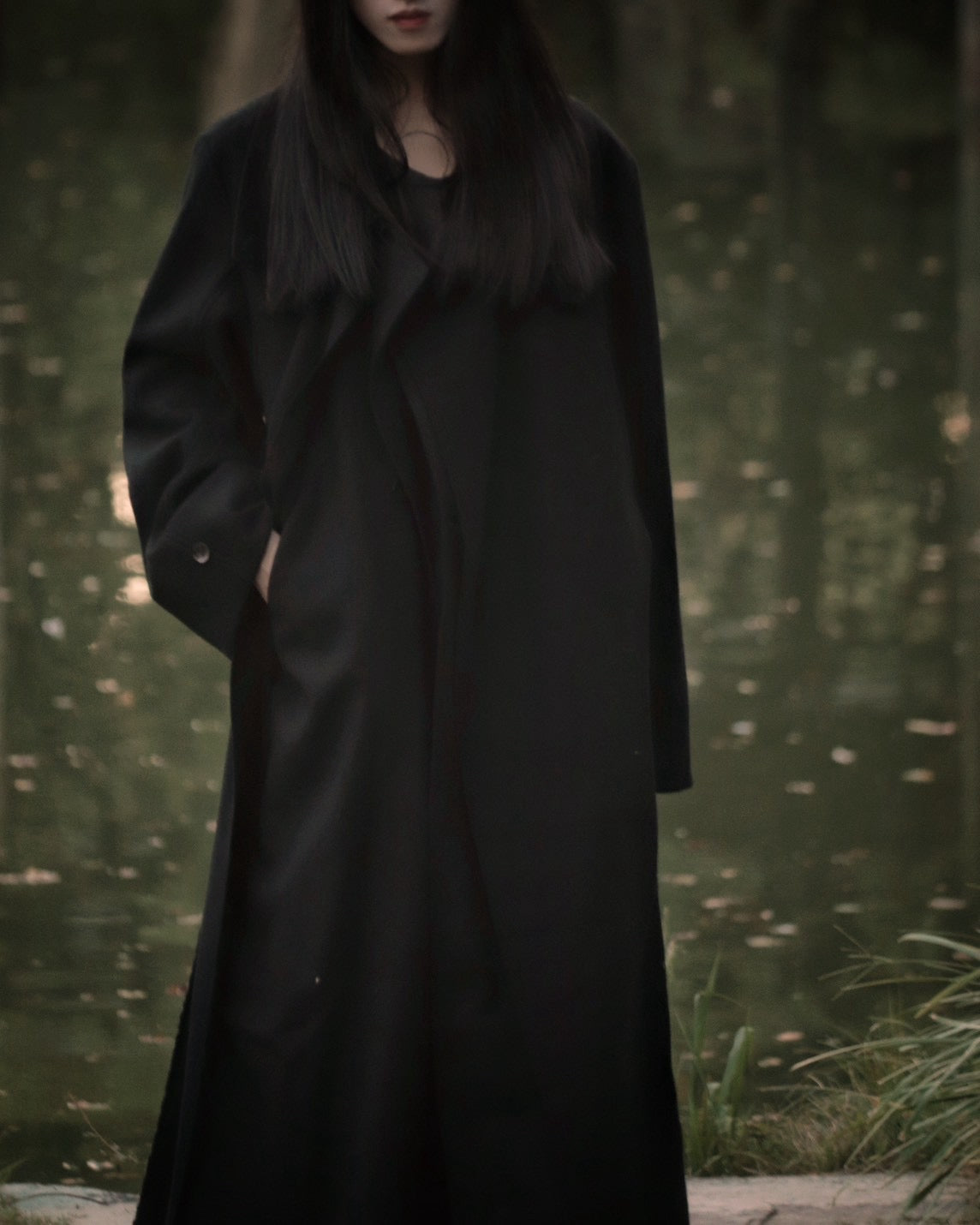 melton&gabardine layered coat