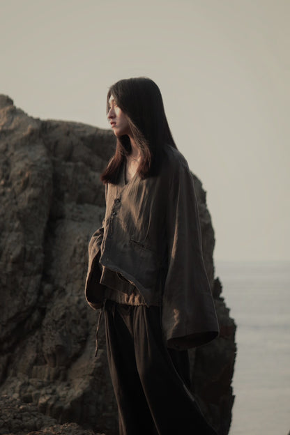 collarless jacket