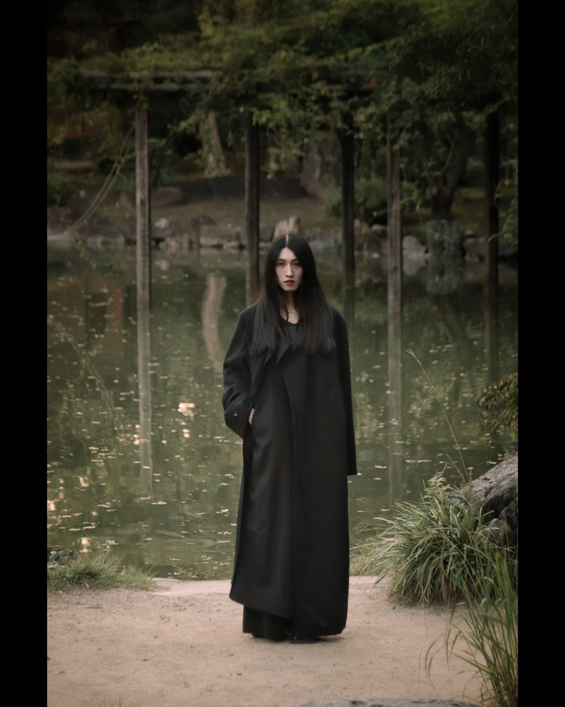 melton&gabardine layered coat