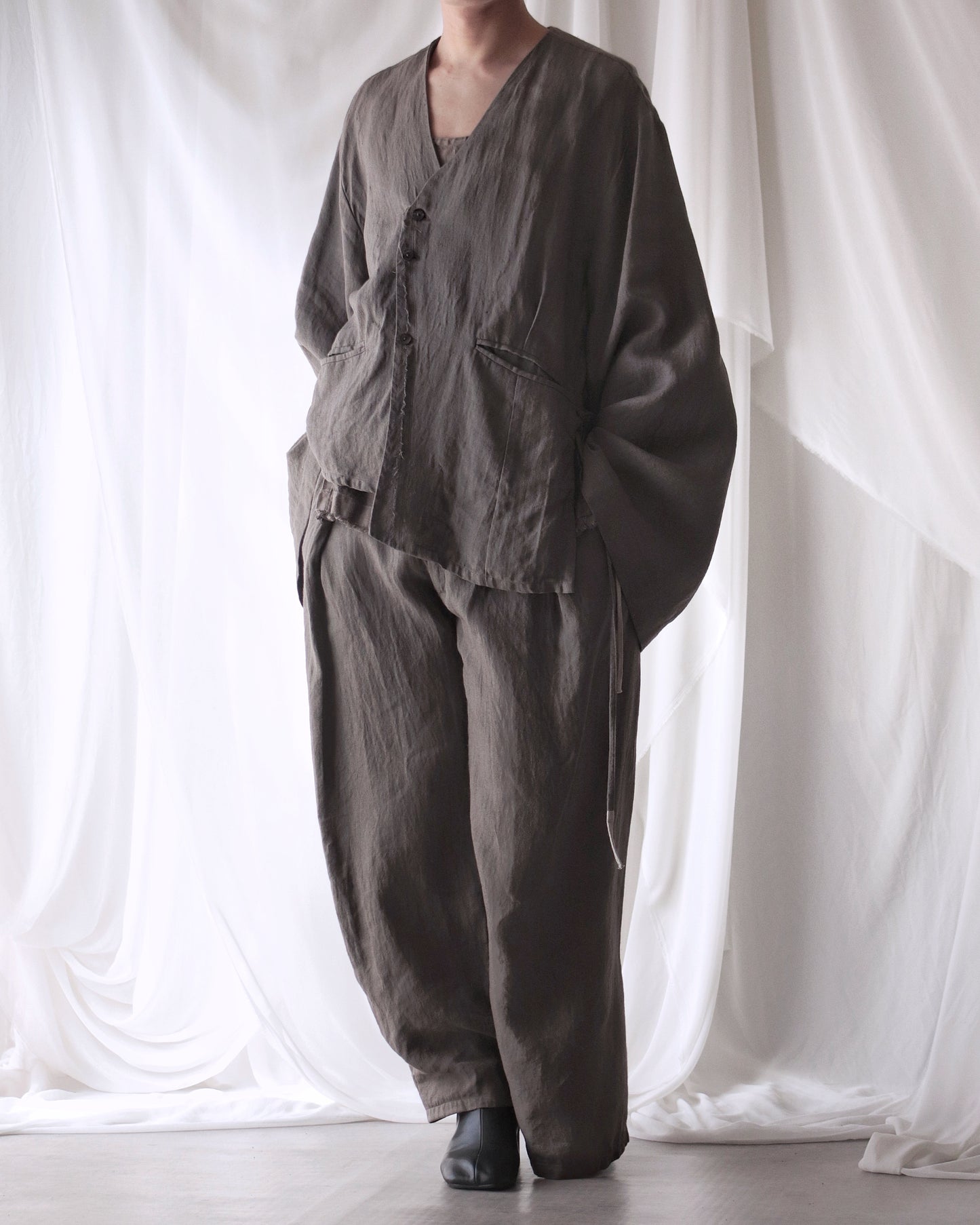 collarless jacket