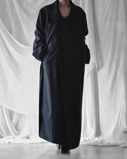 melton&gabardine layered coat