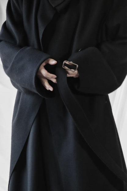 melton&gabardine layered coat