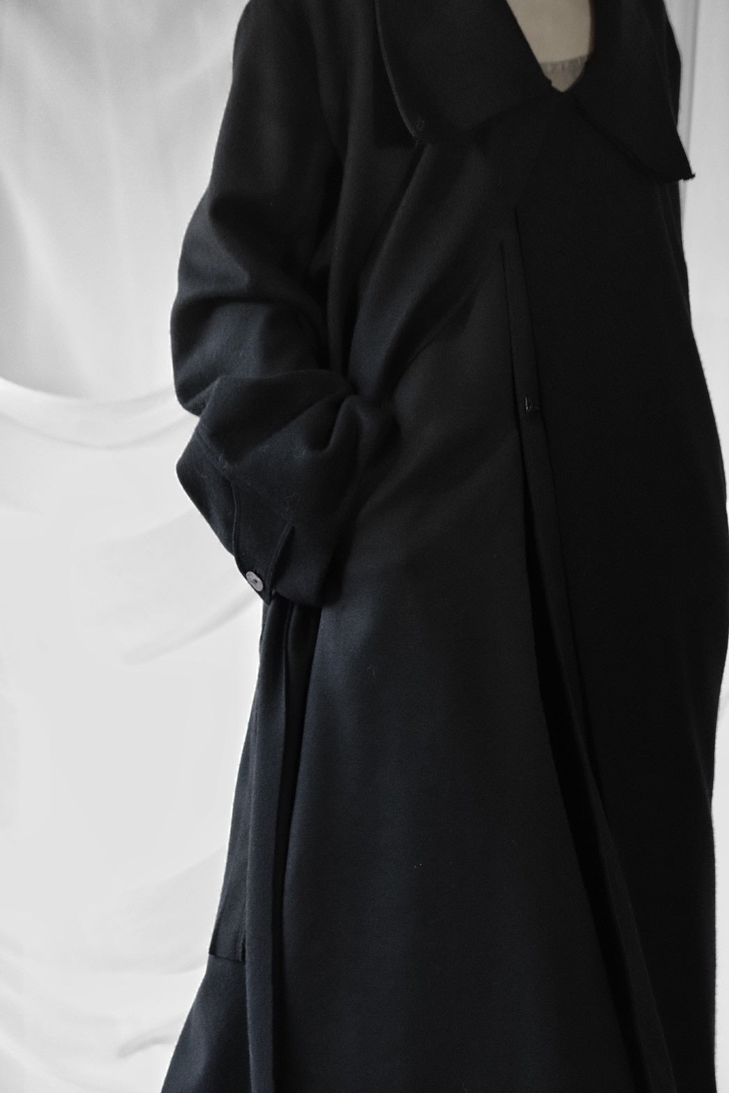 melton&gabardine layered coat