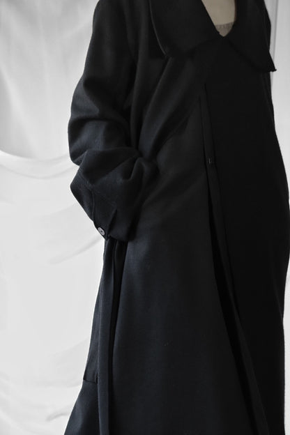melton&gabardine layered coat