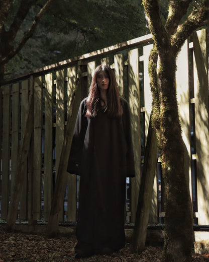 melton&gabardine layered coat