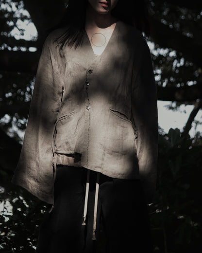 collarless jacket