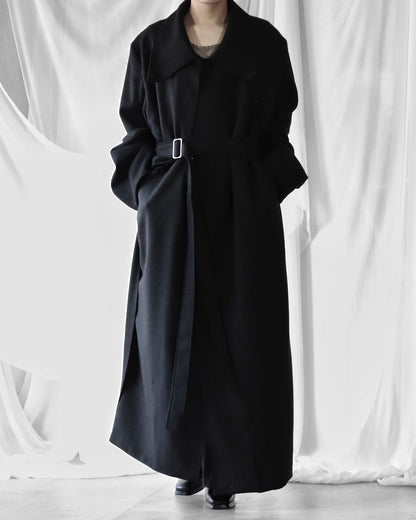 melton&gabardine layered coat